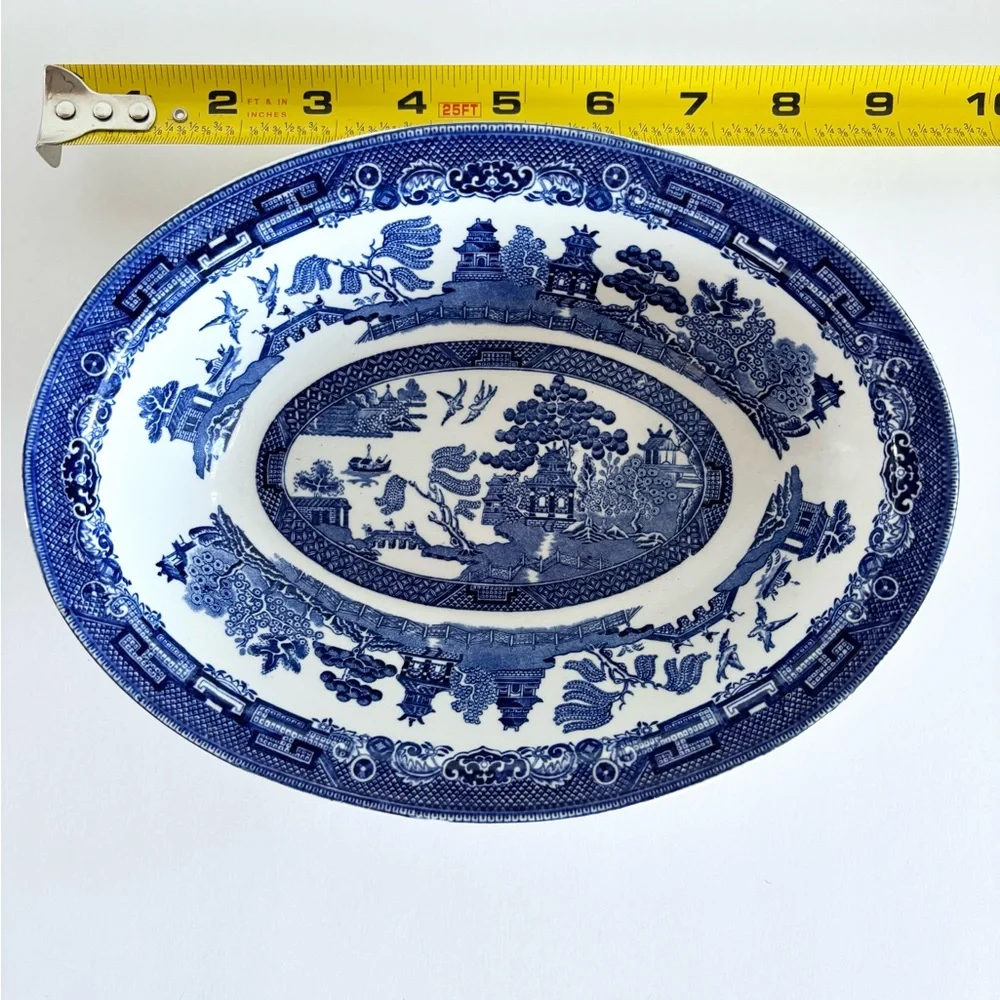 Vintage Johnson Bros Willow Blue 9 inch Vegetable Bowl England